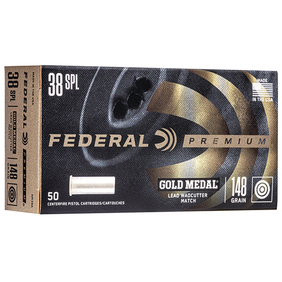 FED GOLD MEDAL 38SPL 148GR LEAD WC 50/20 - Sale